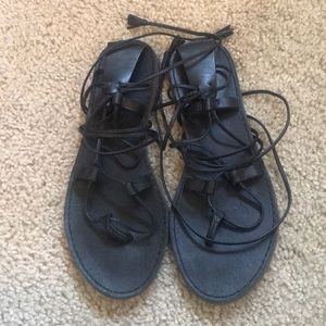 Madewell Shoes - black boardwalk leather lace up gladiator sandals Madewell Shoes - black boardwalk leather lace up gladiator sandals